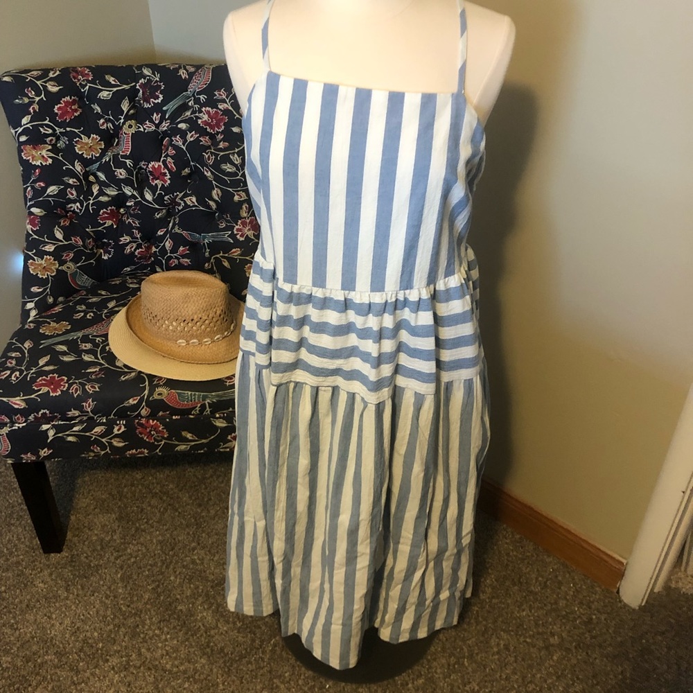 NWT Universal Thread blue/white striped Sundress size L